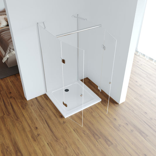 GlasHomeCenter - U-shaped shower cubicle "Asuka" (100x100x195cm) - 8mm - corner shower cubicle - shower partition - without shower tray