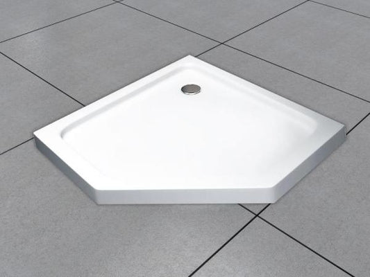 GlasHomeCenter - plato de ducha plano de 5 esquinas - 90x90x5cm - blanco