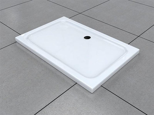GlasHomeCenter - flat rectangular shower tray - 100x80x5cm - white