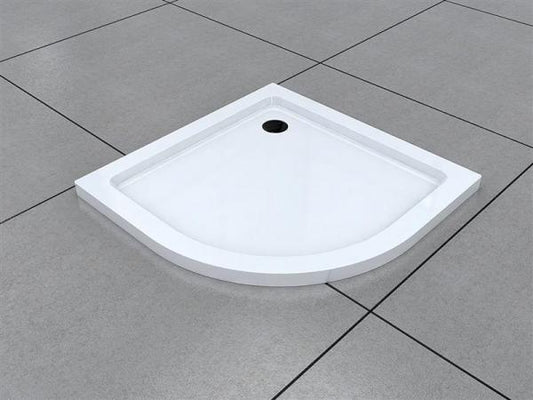 GlasHomeCenter - Quadrant shower tray with radius 55 - 90x90x5cm - white