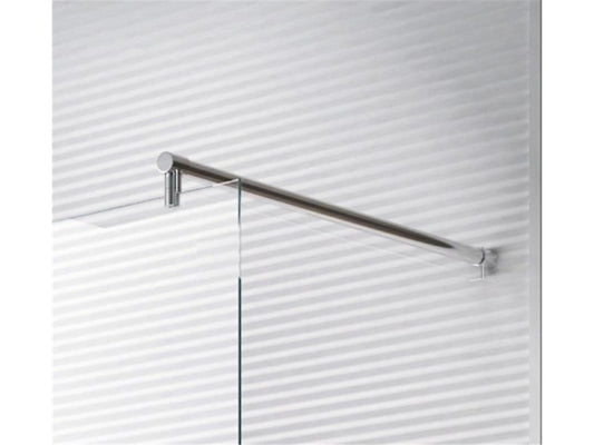 GlasHomeCenter - tige stabilisatrice argentée - tube rond - pour Duchwand & cabine de douche - pour épaisseur de verre jusqu'à 10 mm - montage mural & sur verre