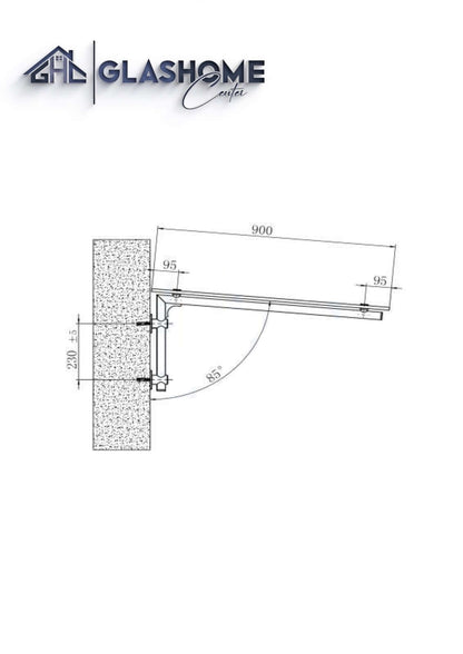 GlasHomeCenter - auvent en verre - verre clair - 200x90cm - verre de sécurité feuilleté de 13,1 mm - avec 2 supports en acier inoxydable variante "Berlin"