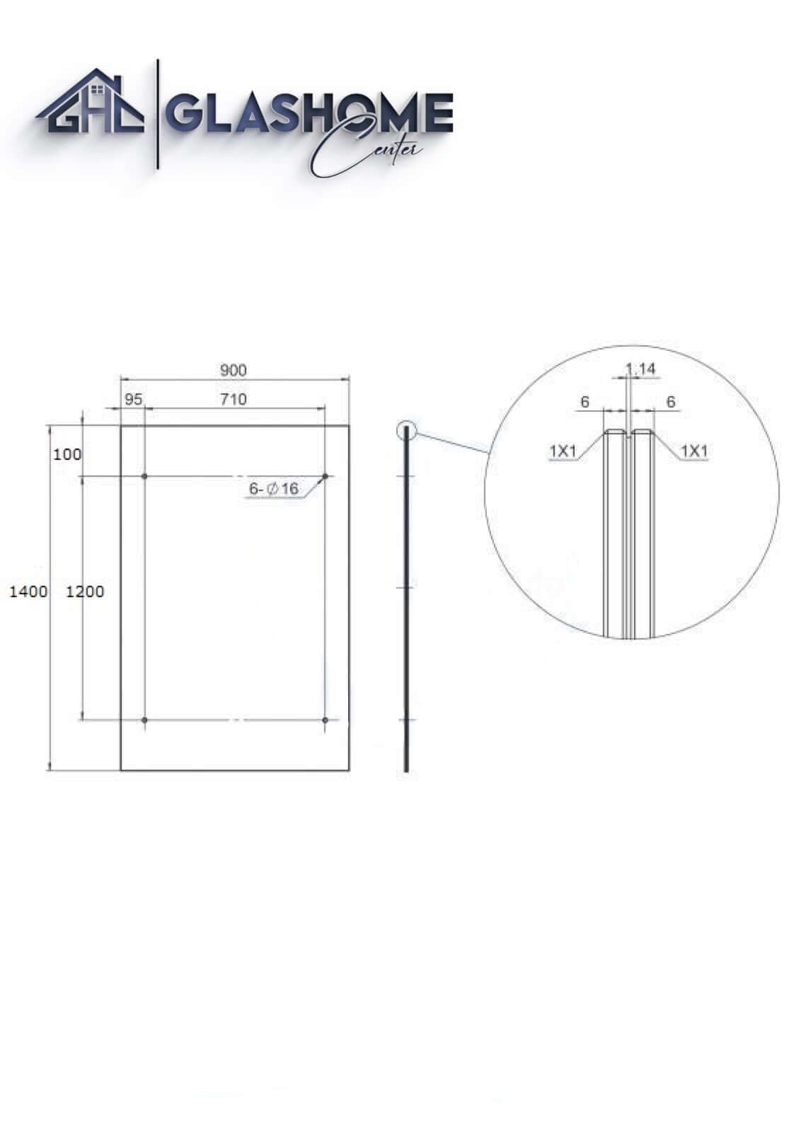 GlasHomeCenter - Glasvordach - Vetro trasparente - 140x90cm - 13,1mm VSG - incl. 2 Edelstahlhalterungen variante "Rom"