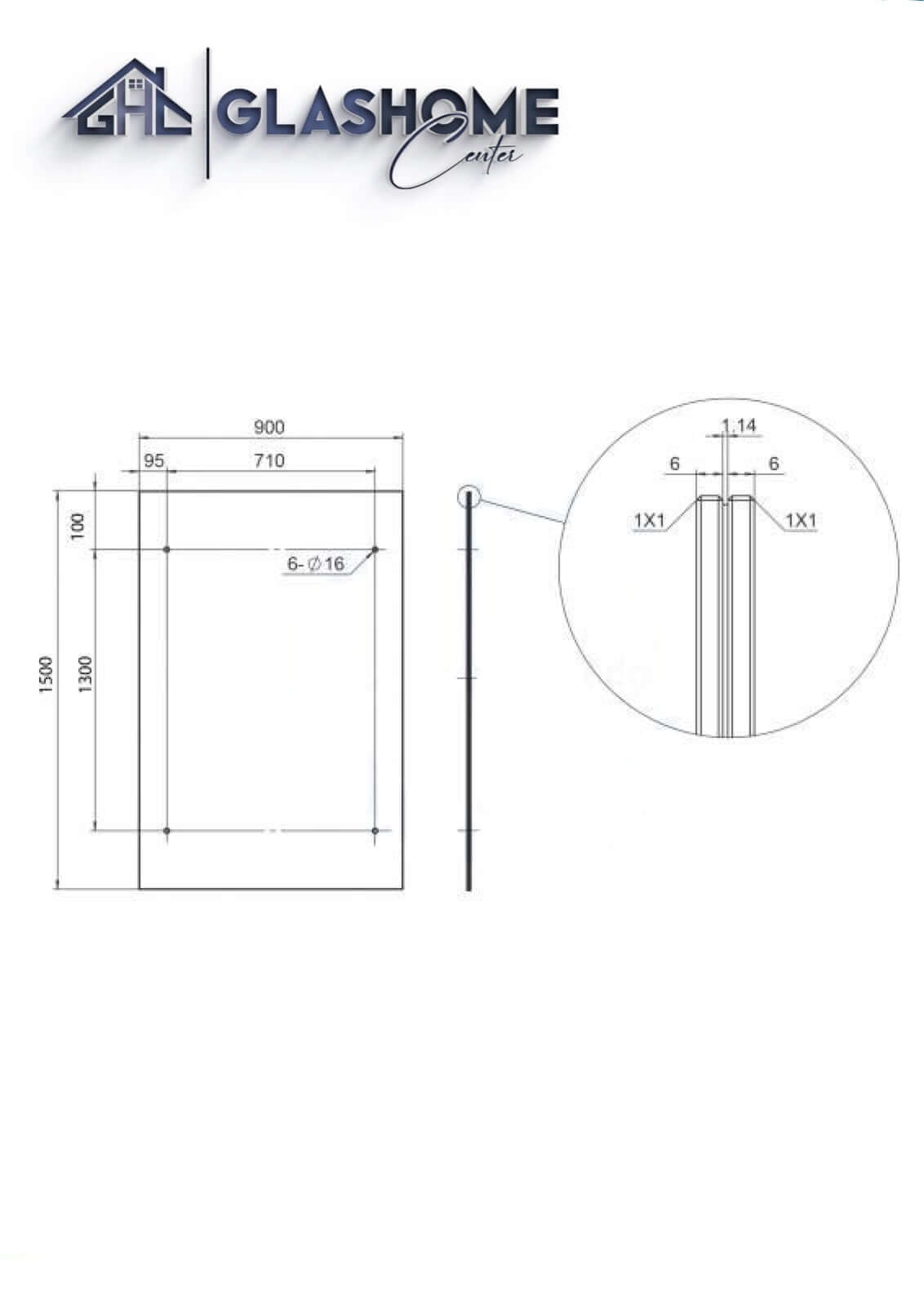 GlasHomeCenter - Glasvordach - Vetro trasparente - 150x90cm - 13,1mm VSG - incl. 2 Edelstahlhalterungen variante "Rom"