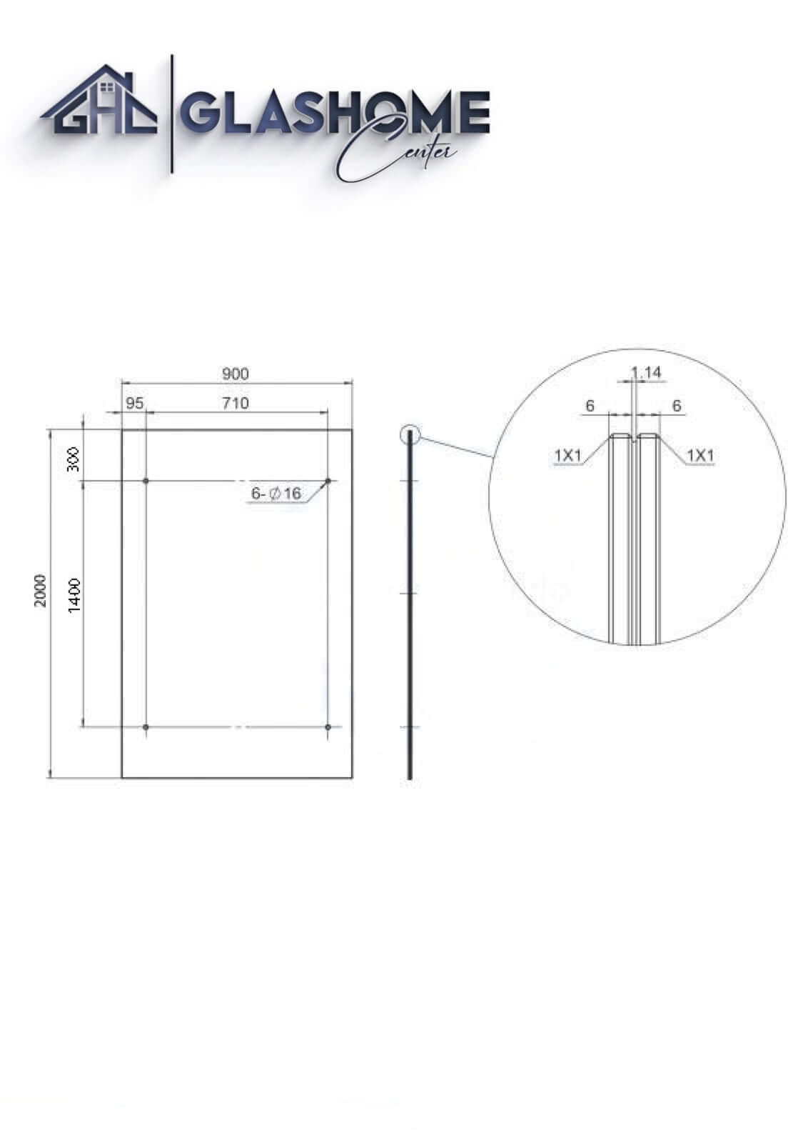 GlasHomeCenter - Glasvordach - Grauglas - 200x90cm - 13,1mm VSG - incl. 2 Edelstahlhalterungen nero Variante "Rom"