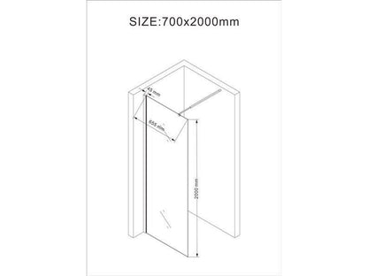 GlasHomeCenter Duschwand Duschtrennwand 70x200cm 10mm ESG