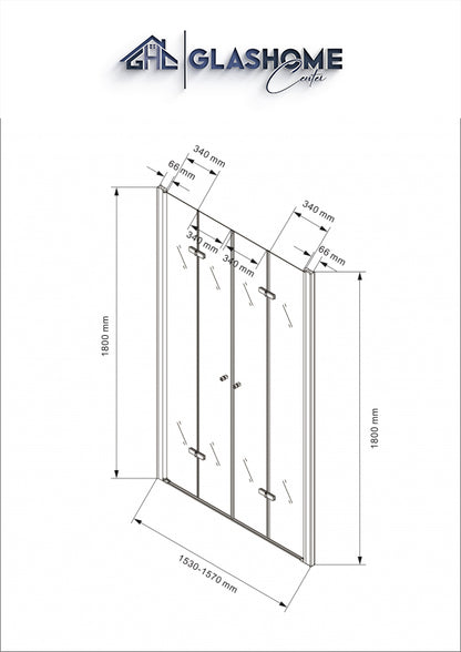 GlasHomeCenter - Duschtür Ohio (155 x 180 cm) - 8mm ESG - ohne Duschtasse