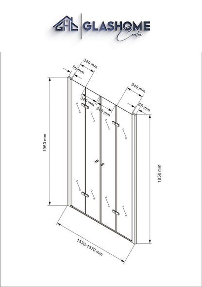 GlasHomeCenter - Duschtür Ohio (155 x 195 cm) - 8mm ESG - ohne Duschtasse