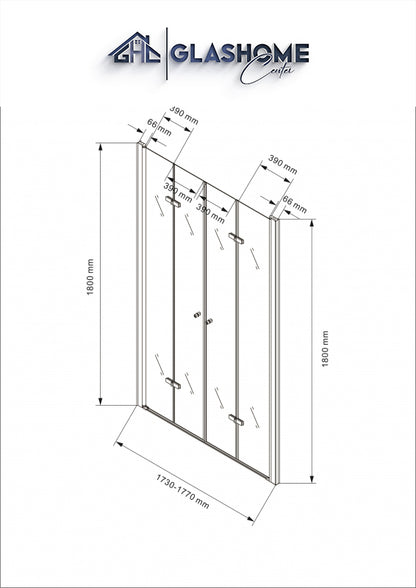 GlasHomeCenter - Duschtür Ohio (175 x 180cm) - 8mm ESG - ohne Duschtasse