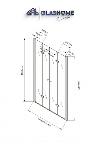 GlasHomeCenter - Duschtür Ohio (175 x 195 cm) - 8mm ESG - ohne Duschtasse