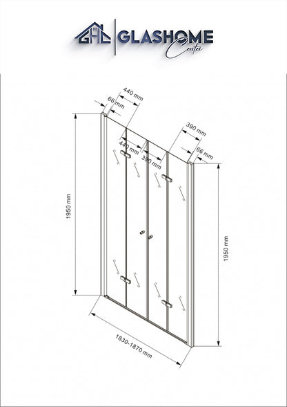 GlasHomeCenter - Duschtür Ohio (185 x 195 cm) - 8mm ESG - ohne Duschtasse