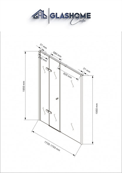 GlasHomeCenter - Duschtür New York (175 x 195 cm) - 8mm ESG - ohne Duschtasse