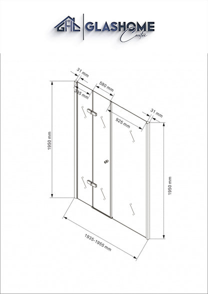 GlasHomeCenter - Duschtür New York (195 x 195 cm) - 8mm ESG - ohne Duschtasse