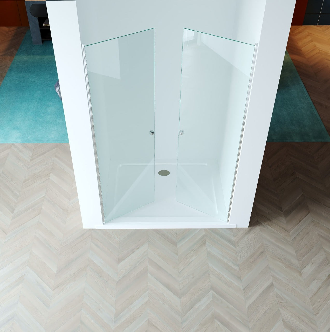 GlasHomeCenter - niche cabin Texas (155 x 195cm) - 8mm toughened safety glass - without shower tray