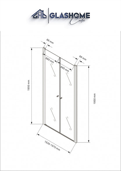 GlasHomeCenter - Duschtür Texas (155 x 195cm) - 8mm ESG - ohne Duschtasse