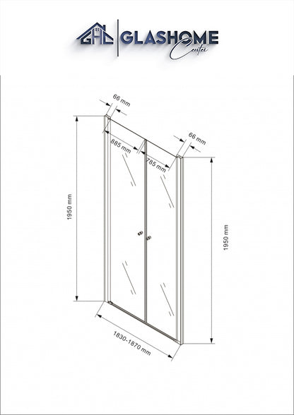 GlasHomeCenter - Duschtür Texas (185 x 195 cm) - 8mm ESG - ohne Duschtasse