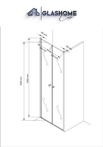 GlasHomeCenter - niche cabine California (80 x 195 cm) - verre de sécurité trempé 6mm - sans receveur de douche