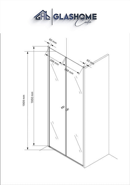 GlasHomeCenter - niche cabine California (95 x 195 cm) - verre de sécurité trempé 6 mm - sans receveur de douche