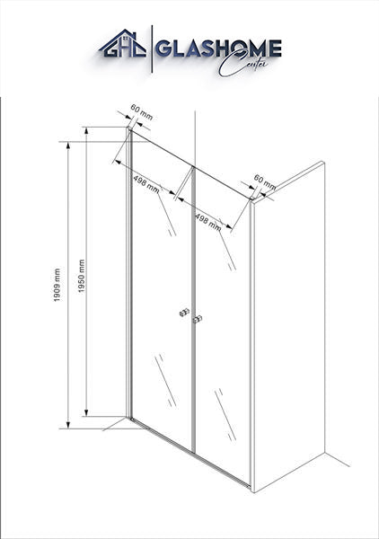 GlasHomeCenter - niche cabine California (115 x 195 cm) - verre de sécurité trempé 6 mm - sans receveur de douche