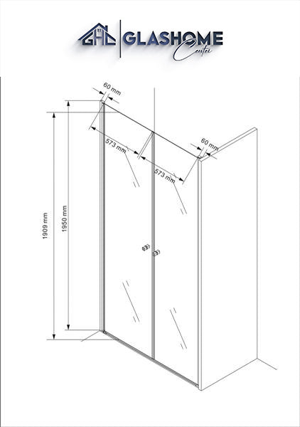GlasHomeCenter - cabina nicho California (130 x 195 cm) - vidrio de seguridad templado de 6 mm - sin plato de ducha