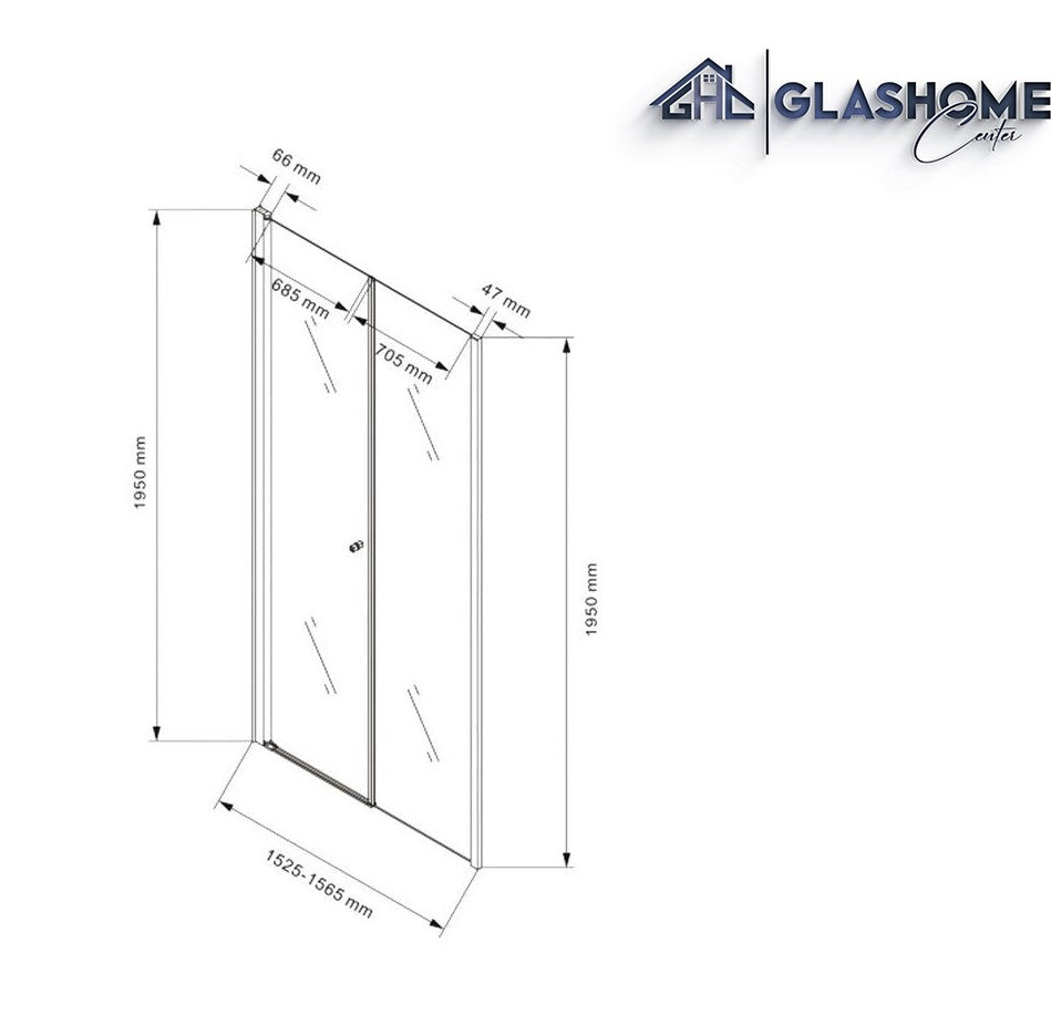 GlasHomeCenter - niche cabin Florida (155 x 195 cm) - 8mm toughened safety glass - without shower tray