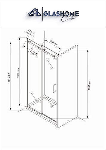 GlasHomeCenter - Duschtür Hawaii (100 x 195 cm) - 8mm ESG - mit Rollensystem - ohne Duschtasse