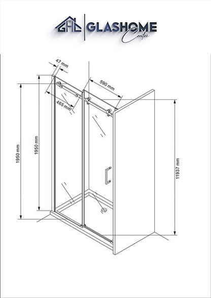 GlasHomeCenter - Duschtür Hawaii (110 x 195 cm) - 8mm ESG - mit Rollensystem - ohne Duschtasse