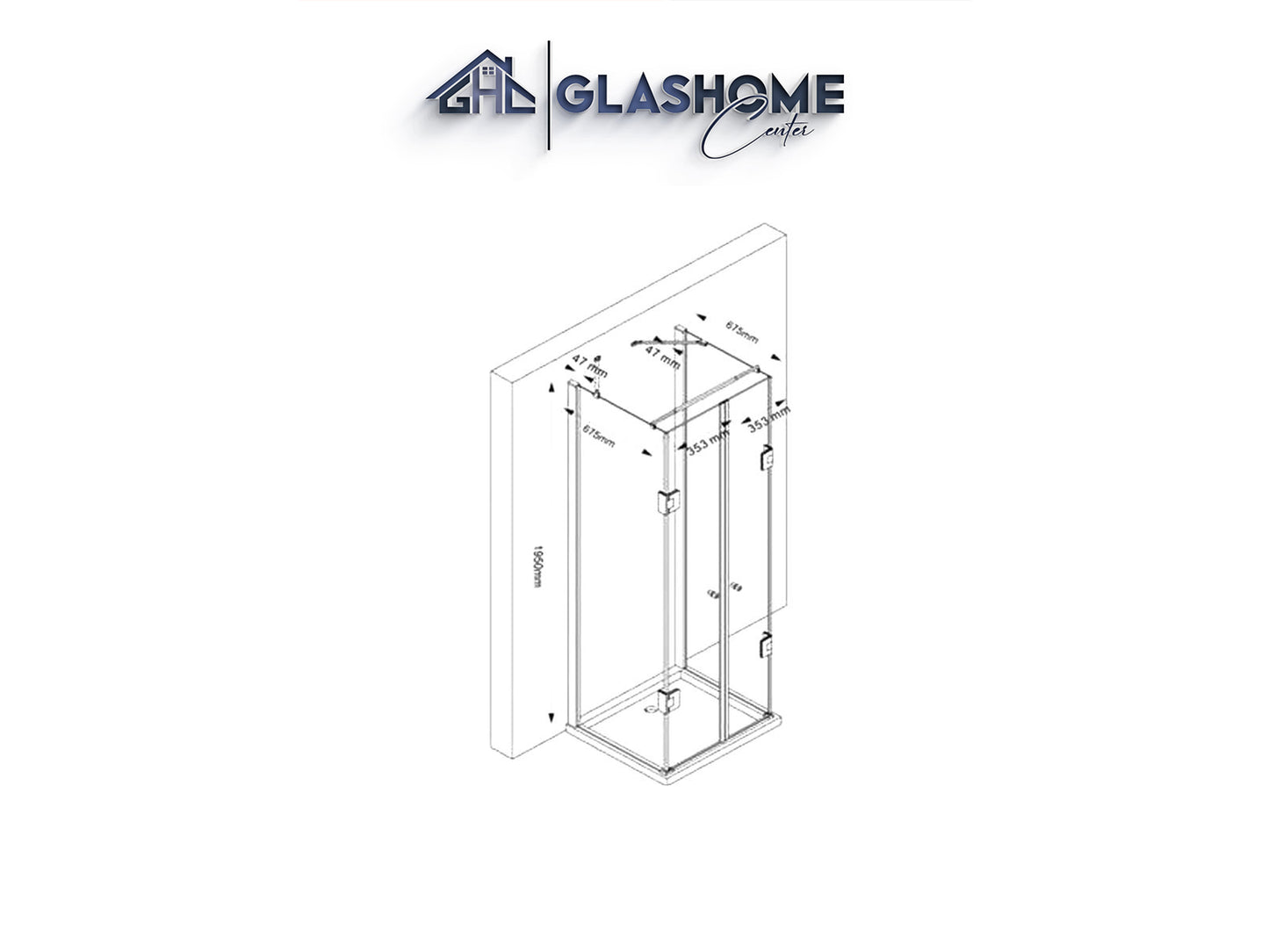 GlasHomeCenter - U-shaped shower cubicle "Asuka" (80x75x195cm) - 8mm - corner shower cubicle - shower partition - without shower tray