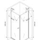 Technische Skizze der Duschkabine Yoshiko mit den Maßen 90x90x195cm