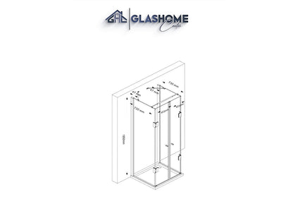 GlasHomeCenter - Cabina de ducha en forma de U "Asuka" (90x80x195cm) - 8mm - cabina de ducha de esquina - mampara de ducha - sin plato de ducha