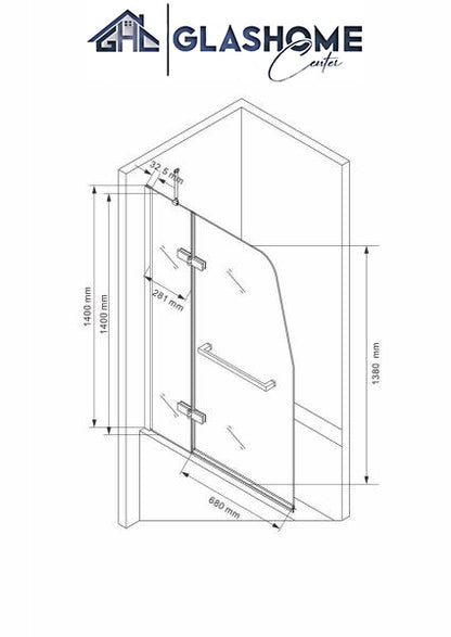 Badewannenaufsatz Duschabtrennung Badmöbel (100x140cm) mit 5mm ESG