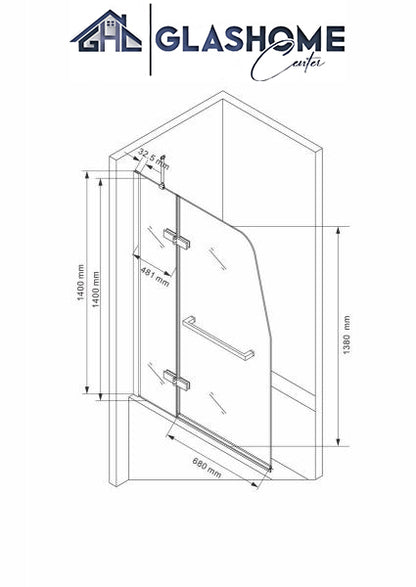 Badewannenaufsatz Duschabtrennung Badmöbel (120x140cm) 5mm ESG