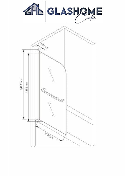 Badmöbel Badewannenaufsatz Duschabtrennung (100x140cm) - 5mm ESG