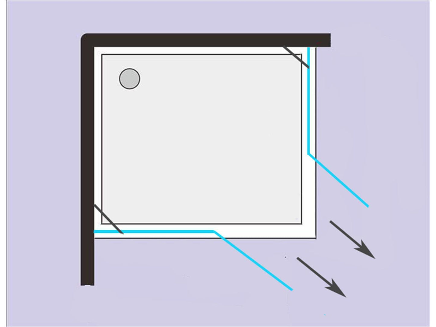 Technische Skizze der Türen mit Pendeltüren Mechanismus