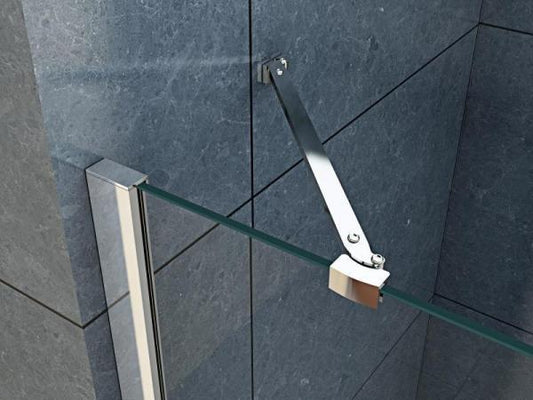 GlasHomeCenter - barre stabilisatrice argentée - raccord d'angle 45° - pour Duchwand & cabine de douche - pour épaisseur de verre jusqu'à 10 mm - montage mural et sur verre
