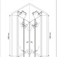 Technische Skizze der Duschkabine Akira mit den Maßen 90x90x180cm
